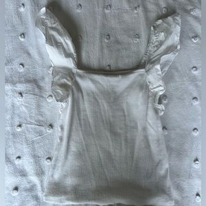 WOMENS A NEW DAY RUFFLE SLEEVED TANK IN WHITE